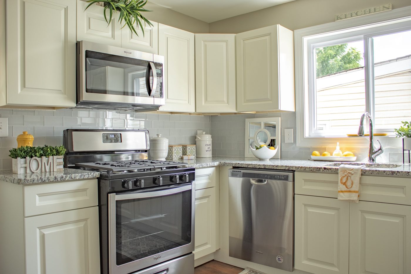 Organized kitchen with household appliances